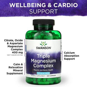 Swanson Triple Magnesium Complex 300 caps wellbeing and benefits | Megapump